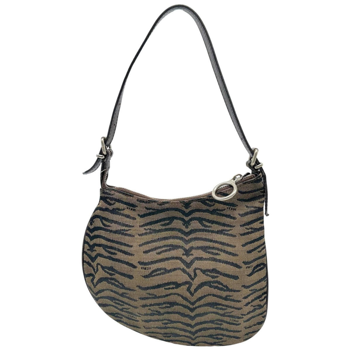 Fendi Mini Oyster Shoulder Bag Brown Zebra Print Canvas