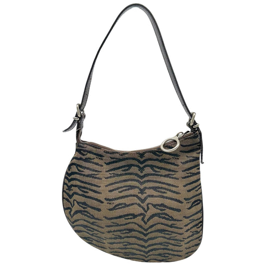 Fendi Mini Oyster Shoulder Bag Brown Zebra Print Canvas