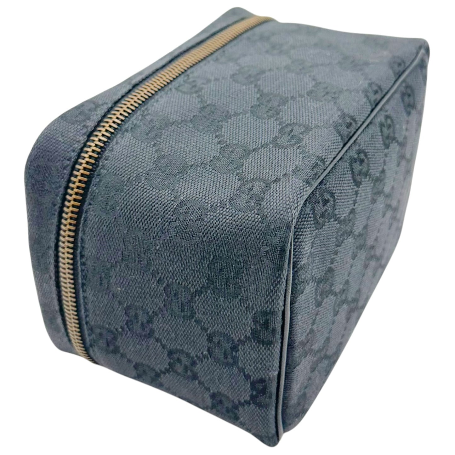 Gucci Black Canvas Monogram Mini Vanity Bag