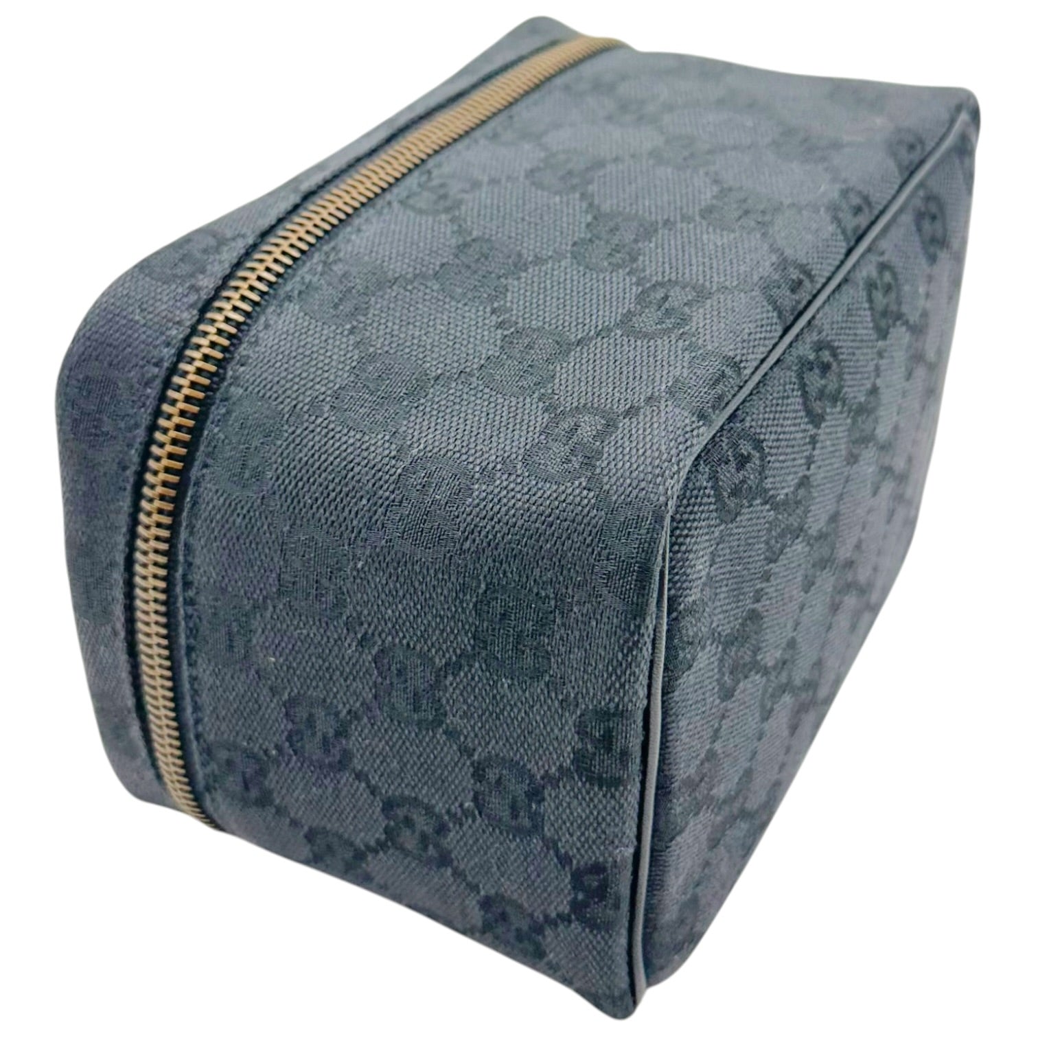Gucci Black Canvas Monogram Mini Vanity Bag