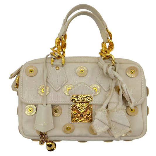 Louis Vuitton Ivory Gold Handbag with Gold Accents