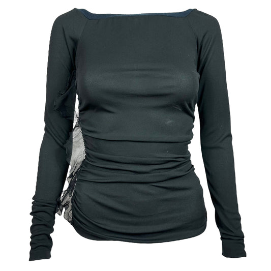 D&G Dolce & Gabbana Black Side Ruffle Off the Shoulder Blouse