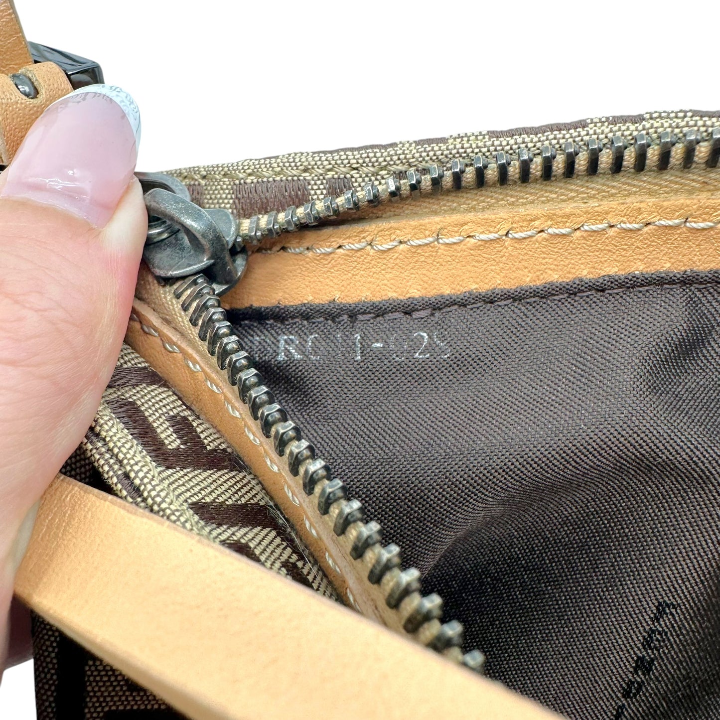 Fendi Small Shoulder Pochette Bag Tan Zucchino Monogram