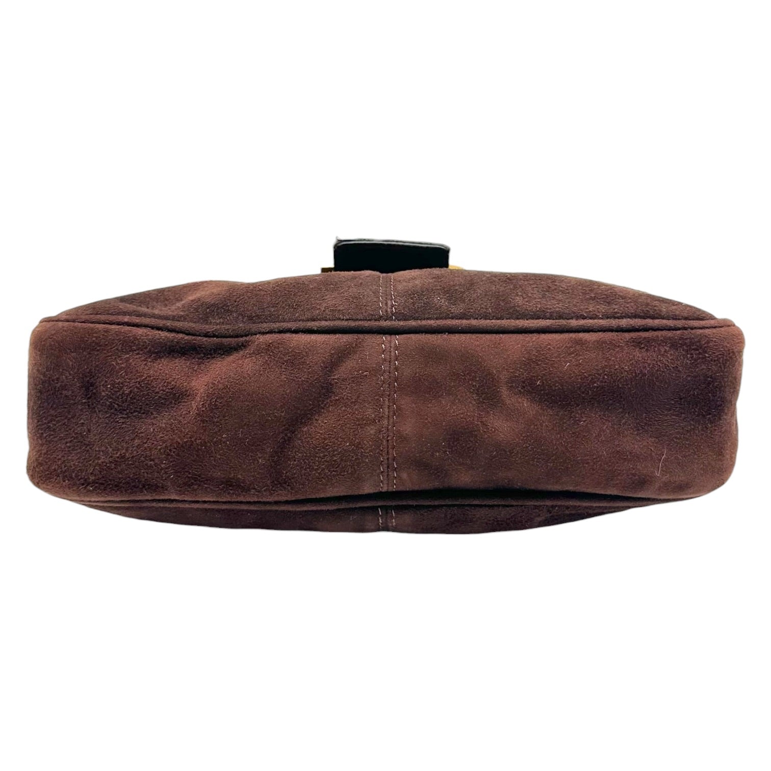 Fendi Brown Suede Small Shoulder Baguette Bag
