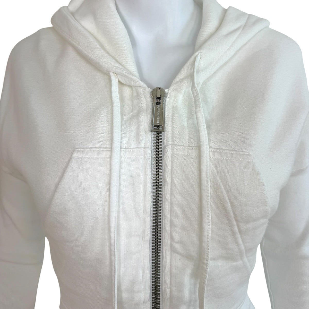 Dsquared2 White Cropped Hoodie With Maple Syrup Graphic