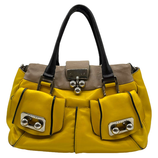 Celine Yellow Leather 2-Way Bag with Silver Hardware