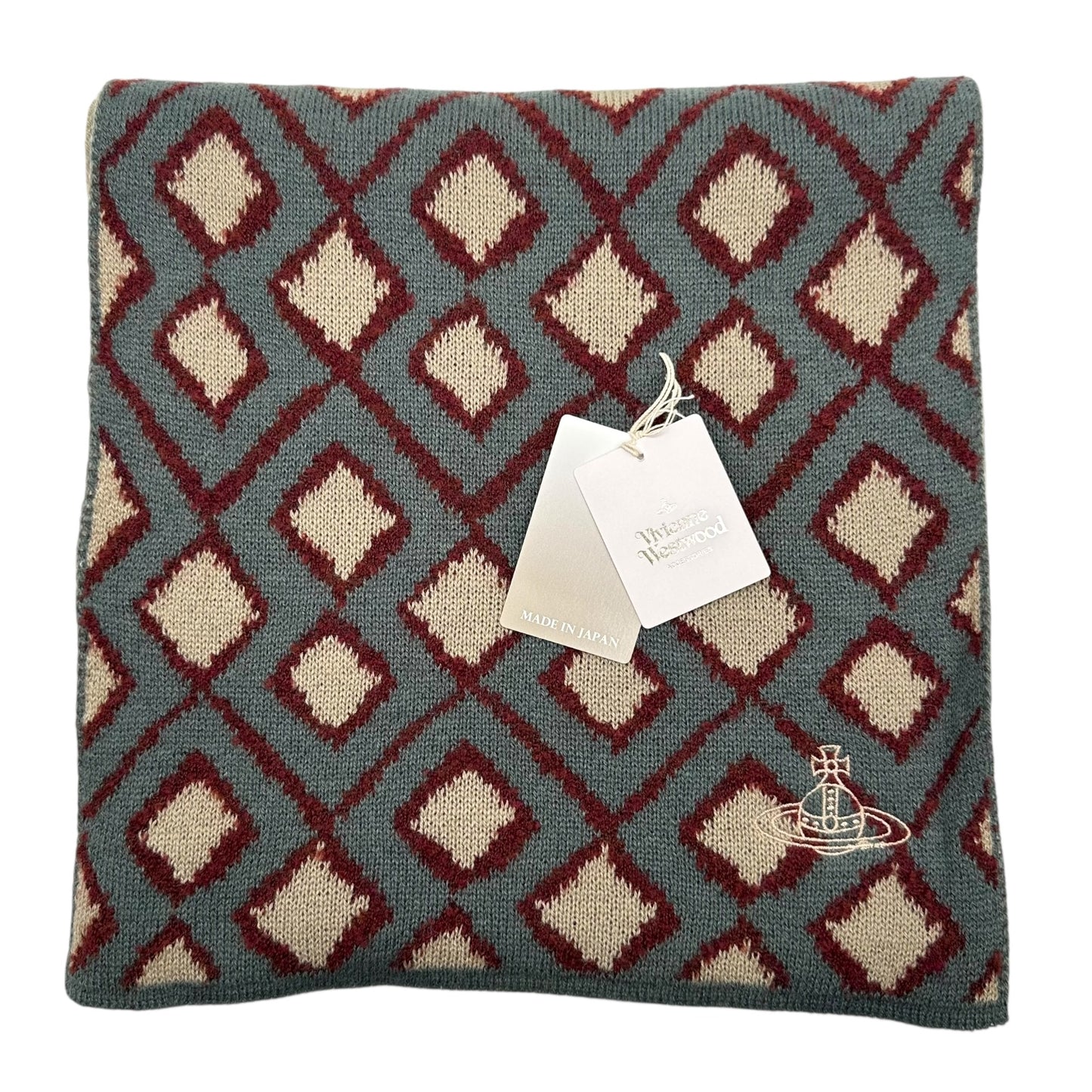Vivienne Westwood Diamond Pattern Wool Scarf NEW