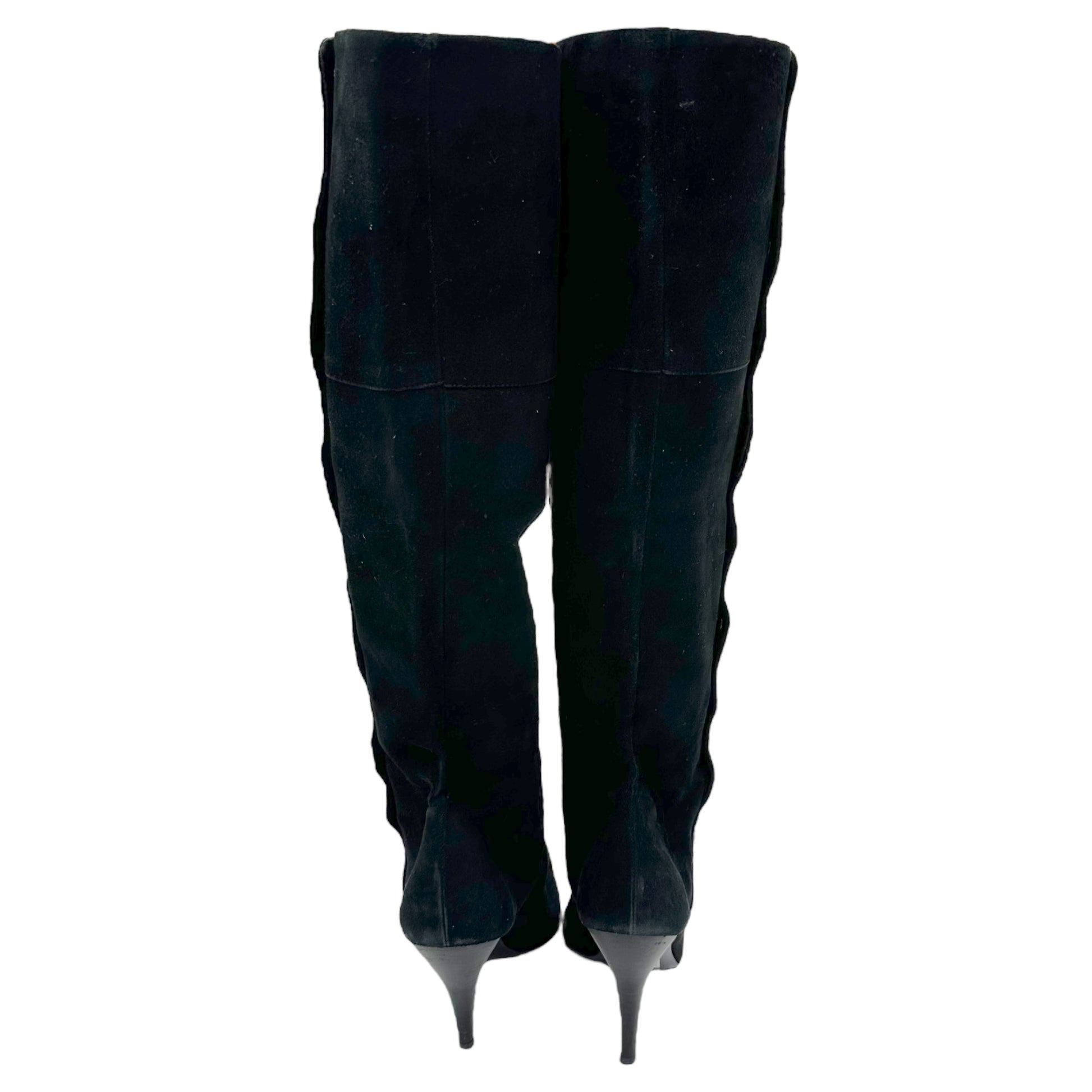 D&G Dolce & Gabbana Black Suede Button Boots - Outfit Repeater