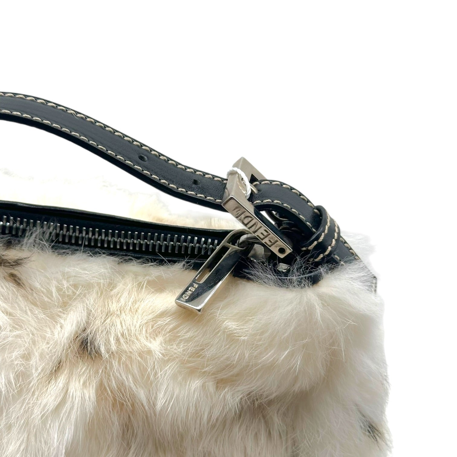 Fendi Pochette Bag White Spotted Rabbit Fur