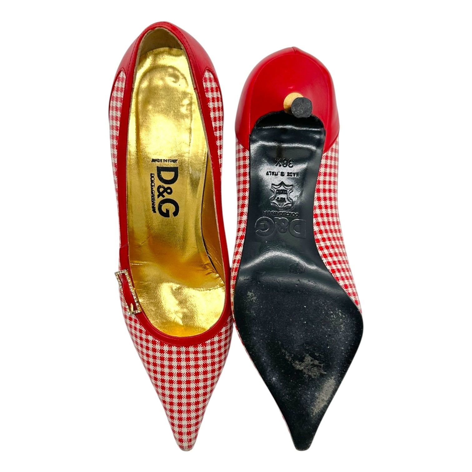 D&G Dolce & Gabbana Red Gingham Kitten Heels - Outfit Repeater