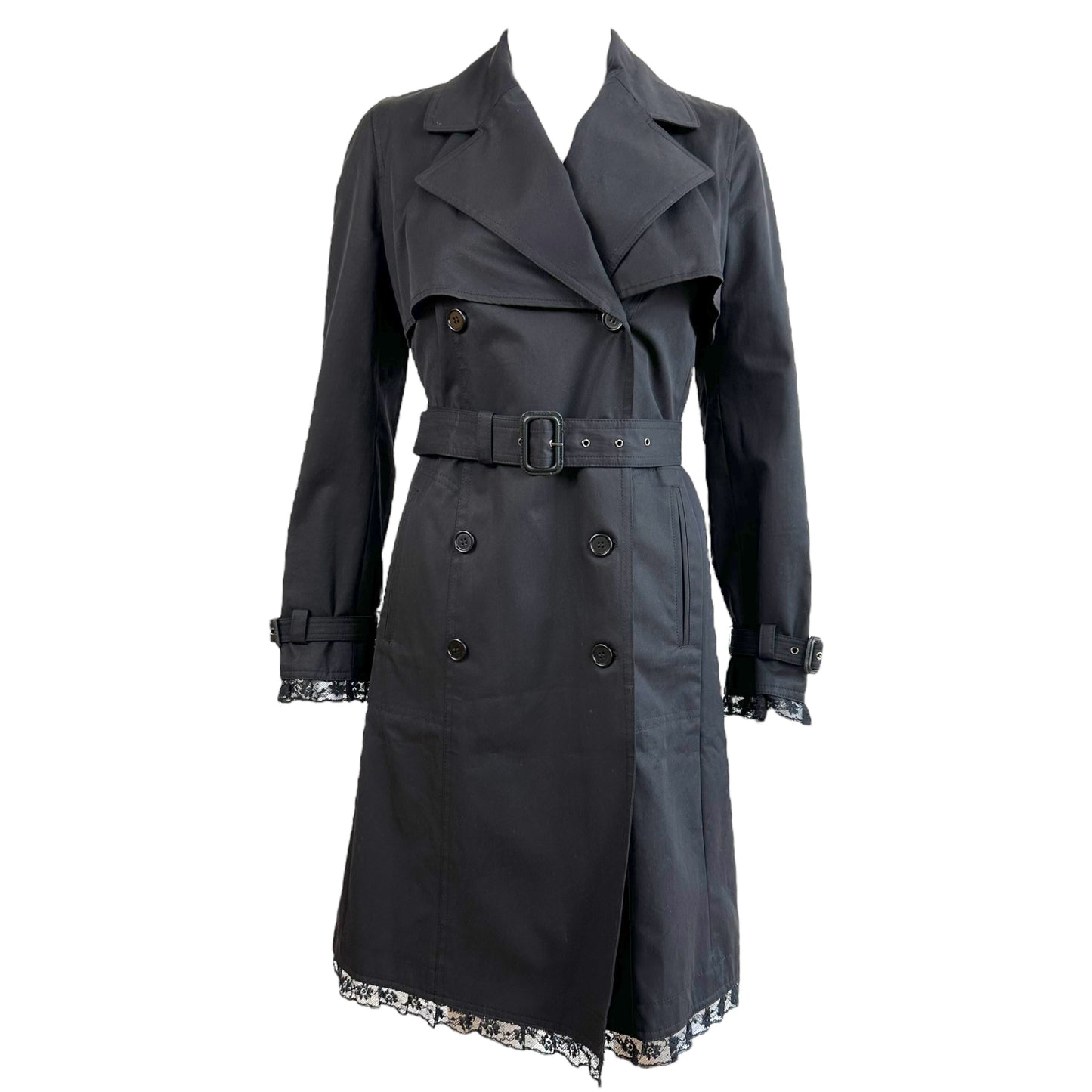 Dolce & Gabbana Black Lace Trim Trench Coat - Outfit Repeater