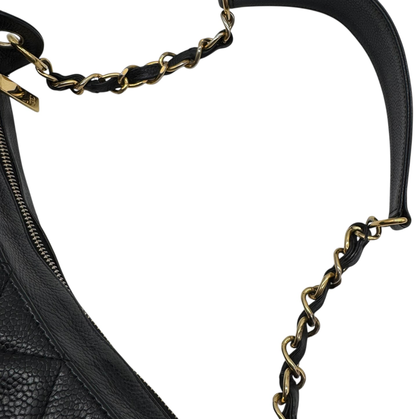 Chanel Black Caviar Leather Matelasse Quilted CC Logo Shoulder Bag 2004-05 - Outfit Repeater