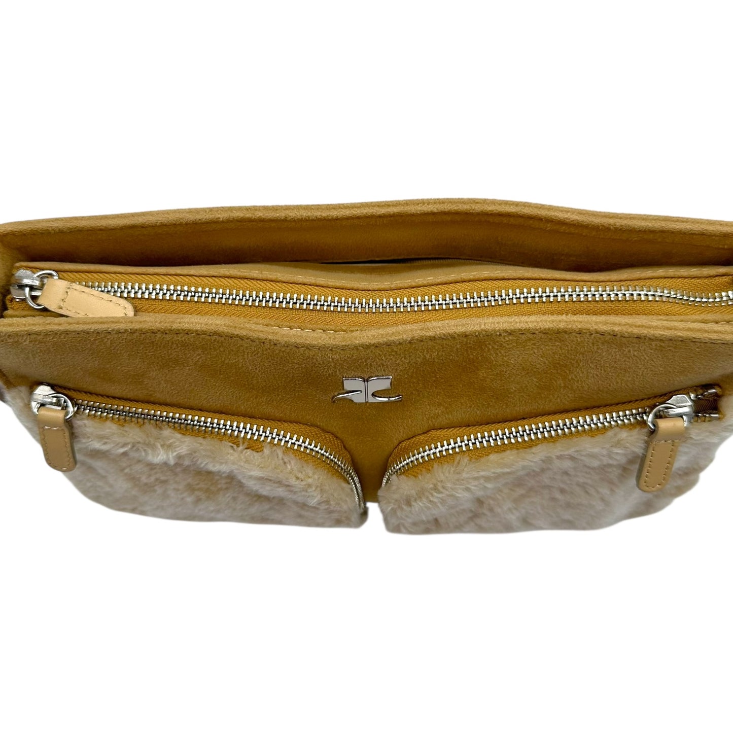 Courreges Tan Faux Suede & Fur Shoulder Bag