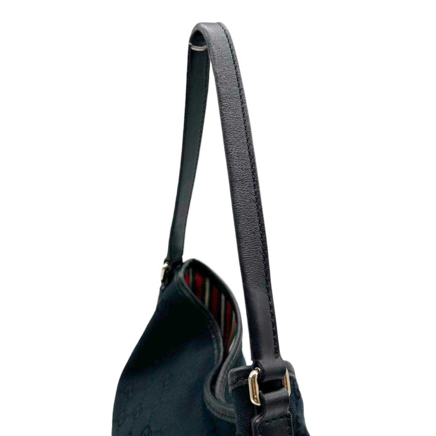 Gucci Black Monogram Canvas Shoulder Hobo Bag