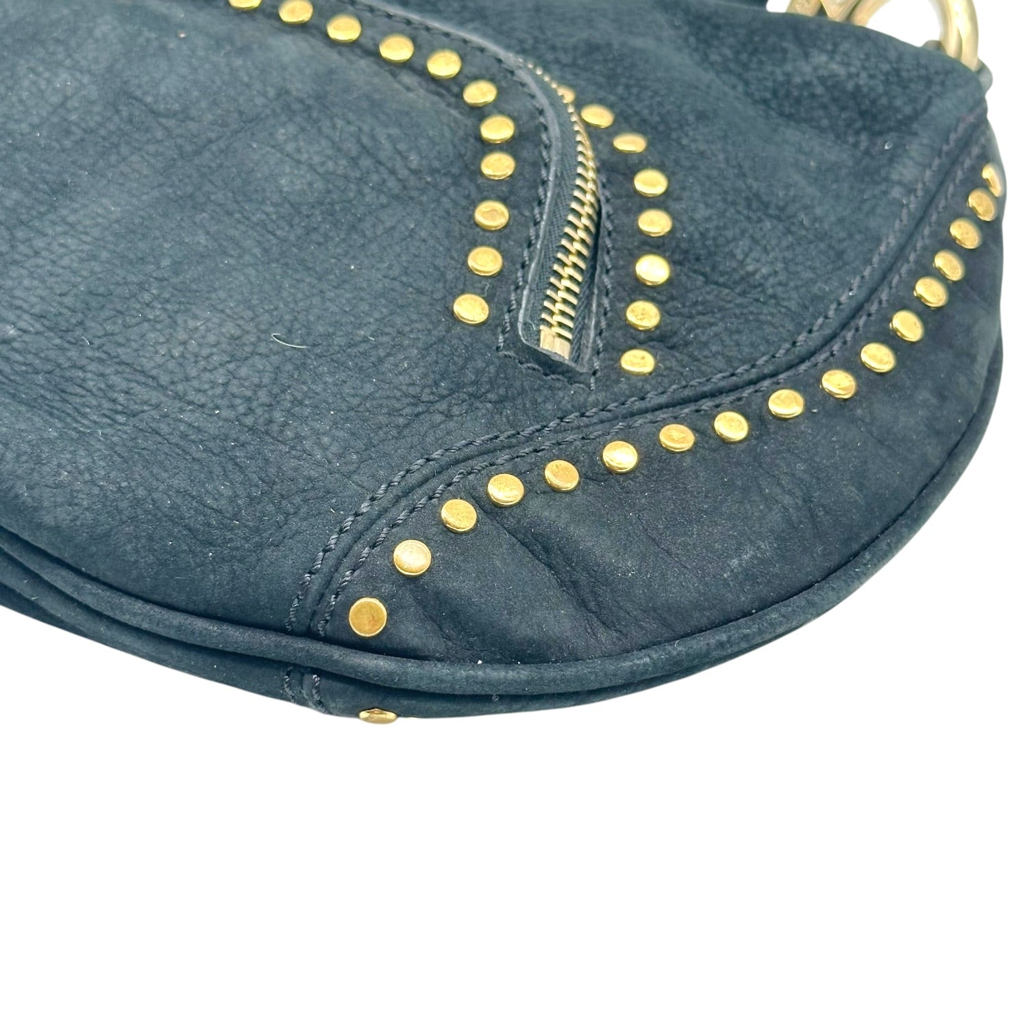 Fendi Black Suede Mini Shoulder Bag With Gold Studs