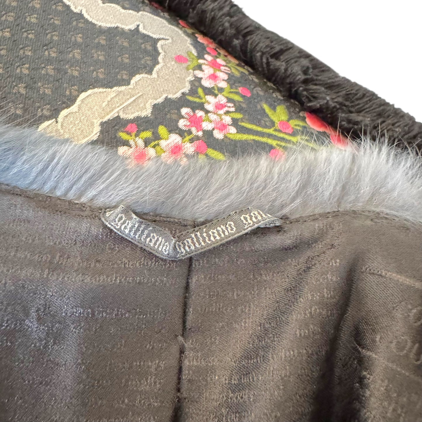 Galliano Gray Butterfly Print Rabbit Fur Cropped Jacket - Outfit Repeater