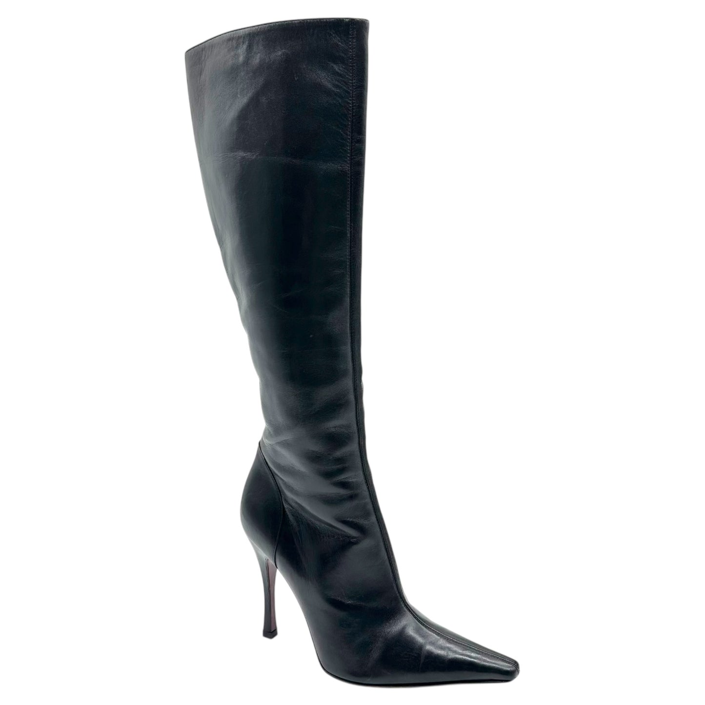 Dolce & Gabbana Black Knee High Pointed Toe Heeled Boots