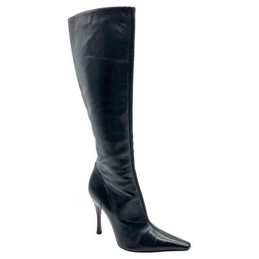 Dolce & Gabbana Black Knee High Pointed Toe Heeled Boots