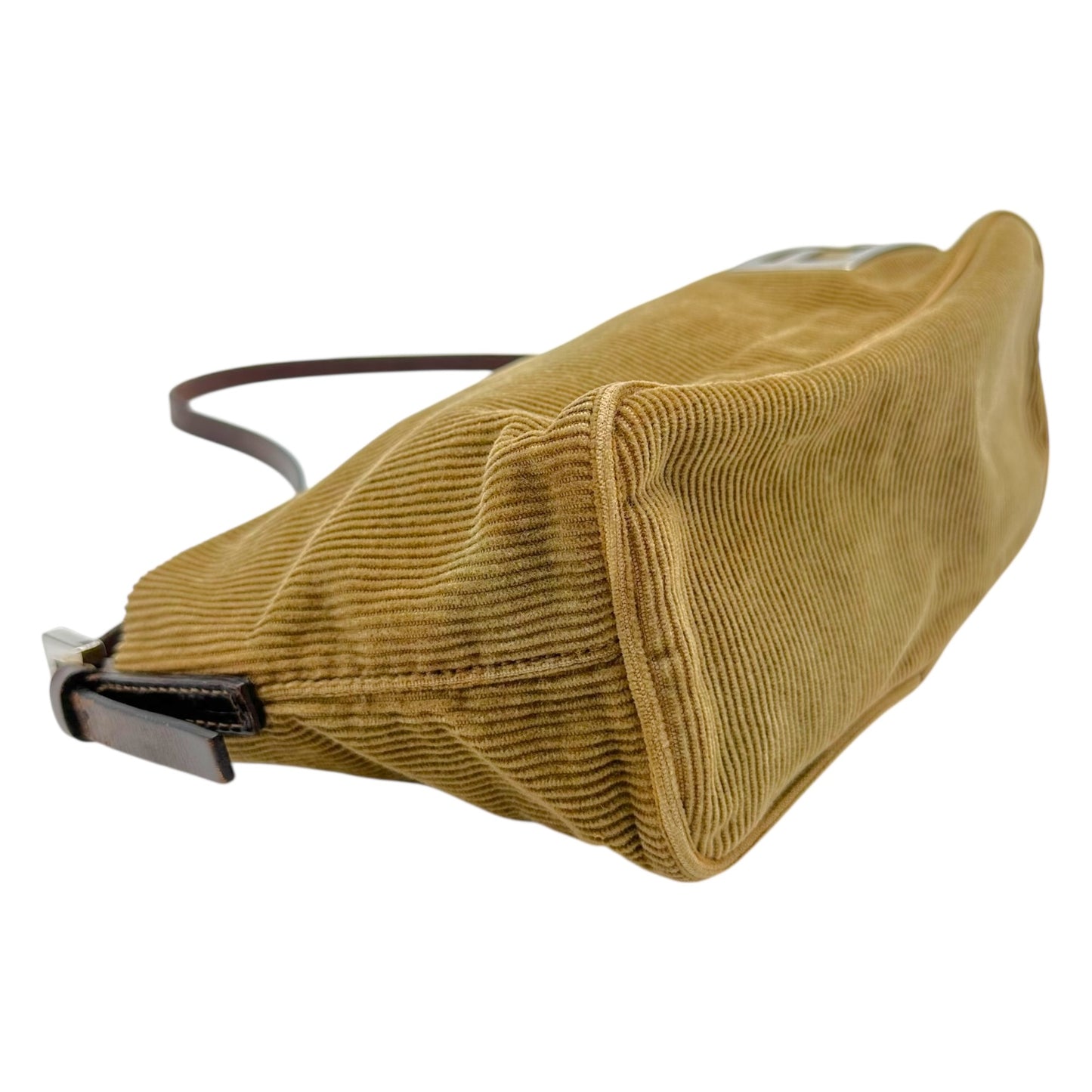 Fendi Pochette Bag Tan Corduroy Zipper Closure