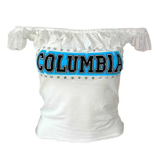 D&G Dolce & Gabbana Colombia Off Shoulder Graphic Top