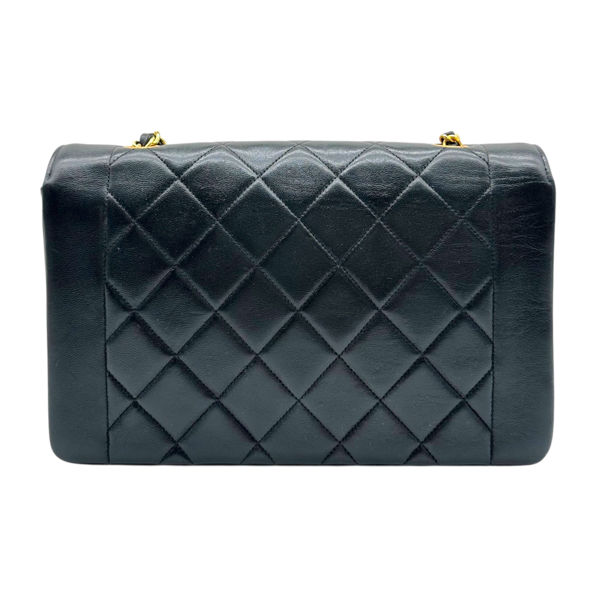 Chanel Medium Diana Bag Black Lambskin 1990s Vintage