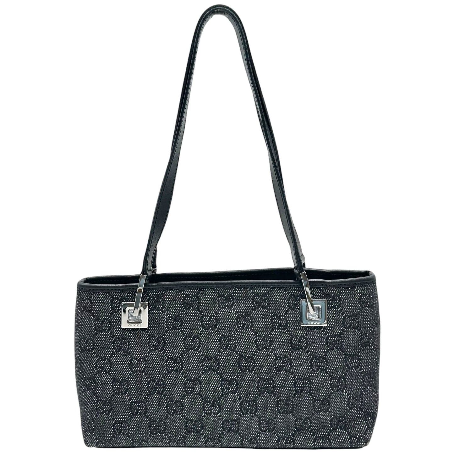 Gucci Gray Denim Monogram East West Mini Tote Bag