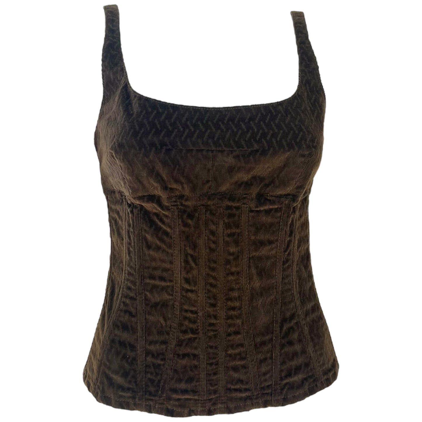 D&G Dolce & Gabbana Brown Corduroy Corset Top - Outfit Repeater