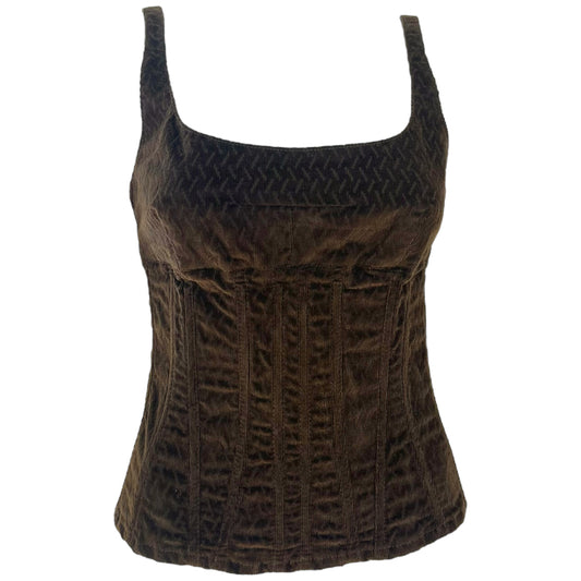 D&G Dolce & Gabbana Brown Corduroy Corset Top - Outfit Repeater