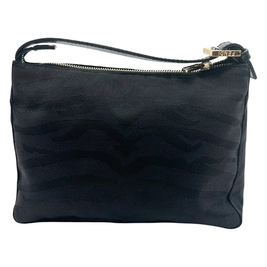 Fendi Black Zebra Print Canvas Pochette Bag