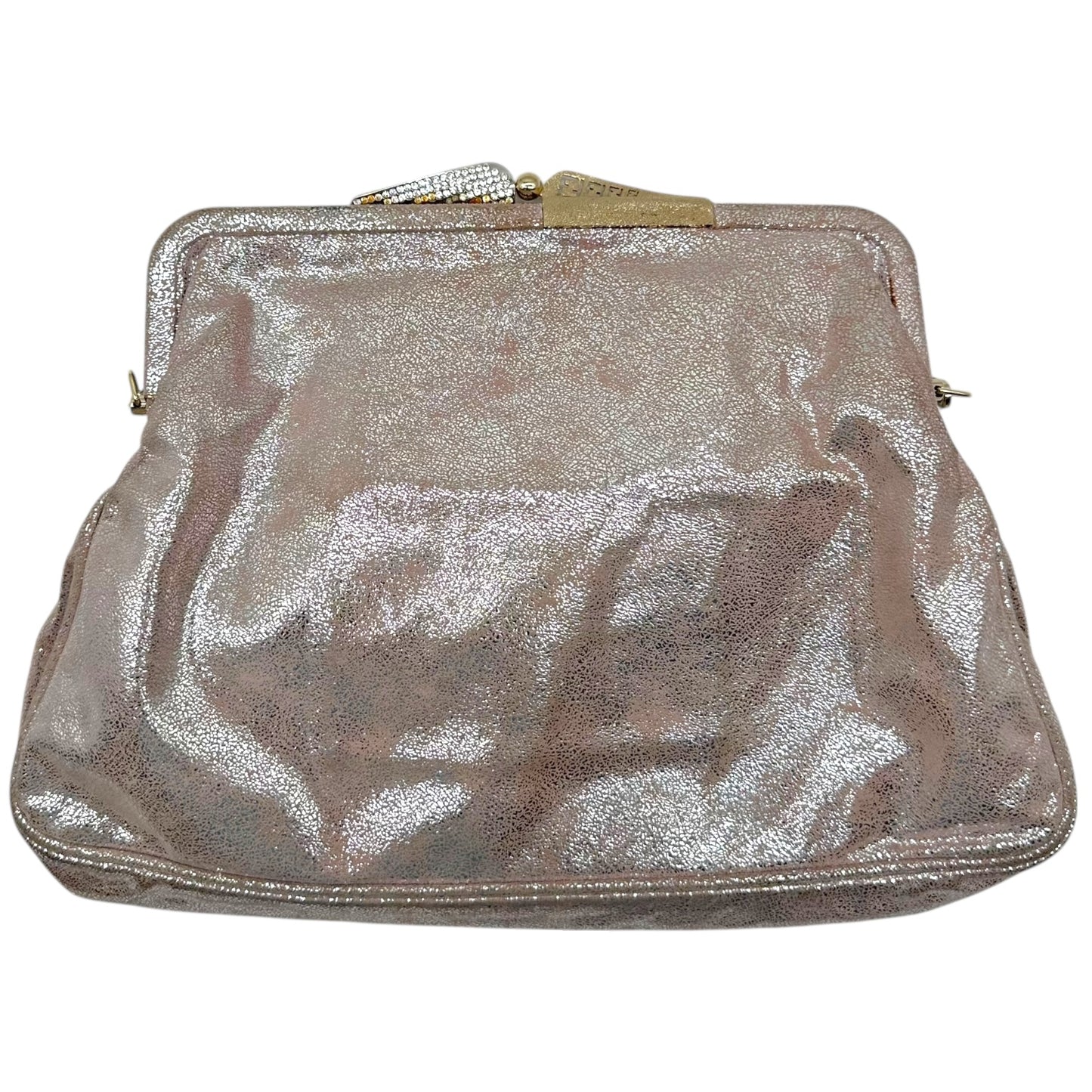 Fendi Metallic Pink & Silver Suede 2-Way Clutch Bag