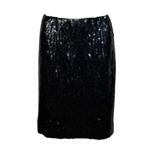 Chanel Black Sequin Silk Midi Skirt