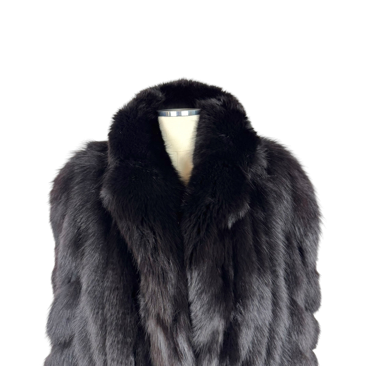 Rotiny Black Fox Fur Coat 1990s Vintage