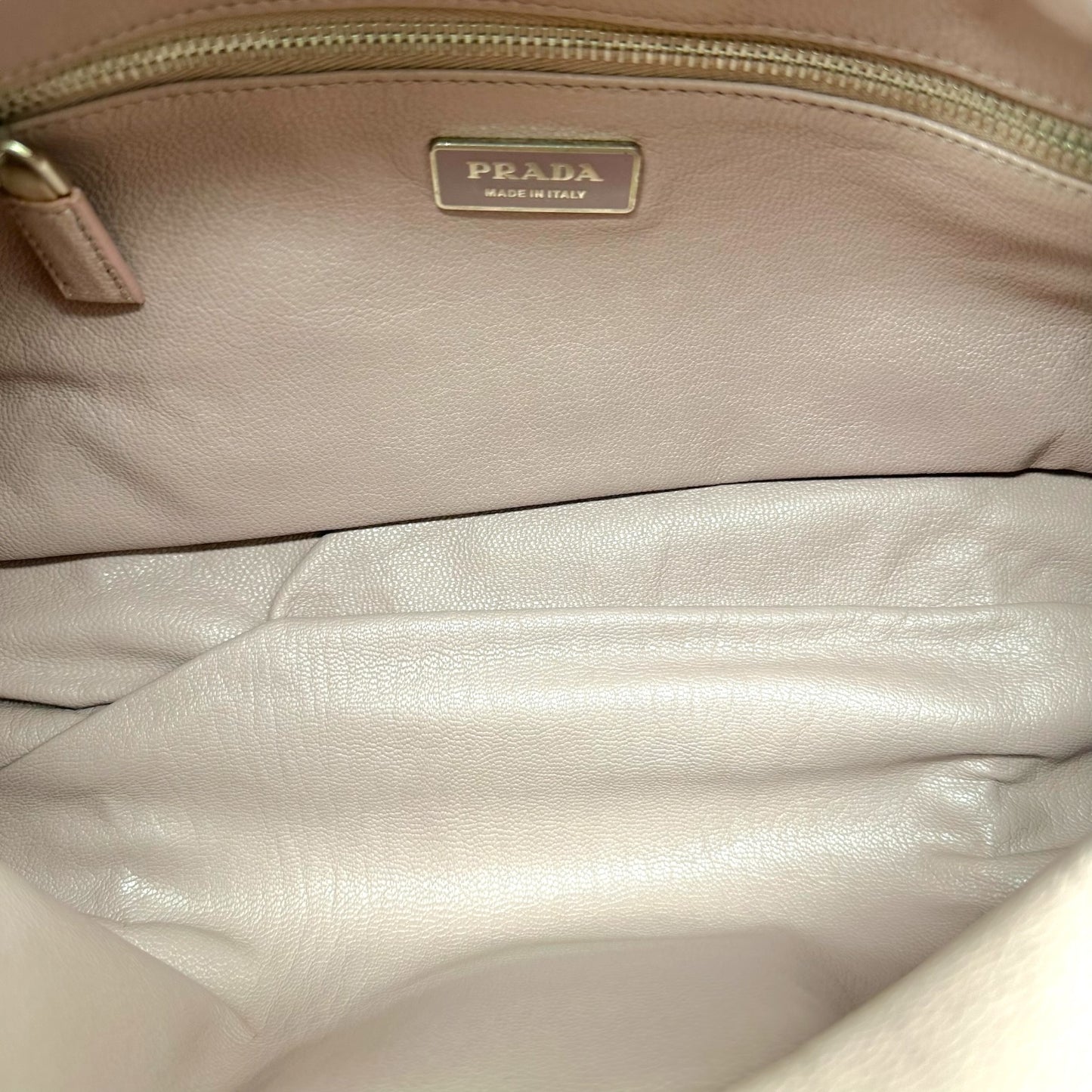 Prada Mauve Etched Metal & Croc Buckle East-West Leather Shoulder Bag
