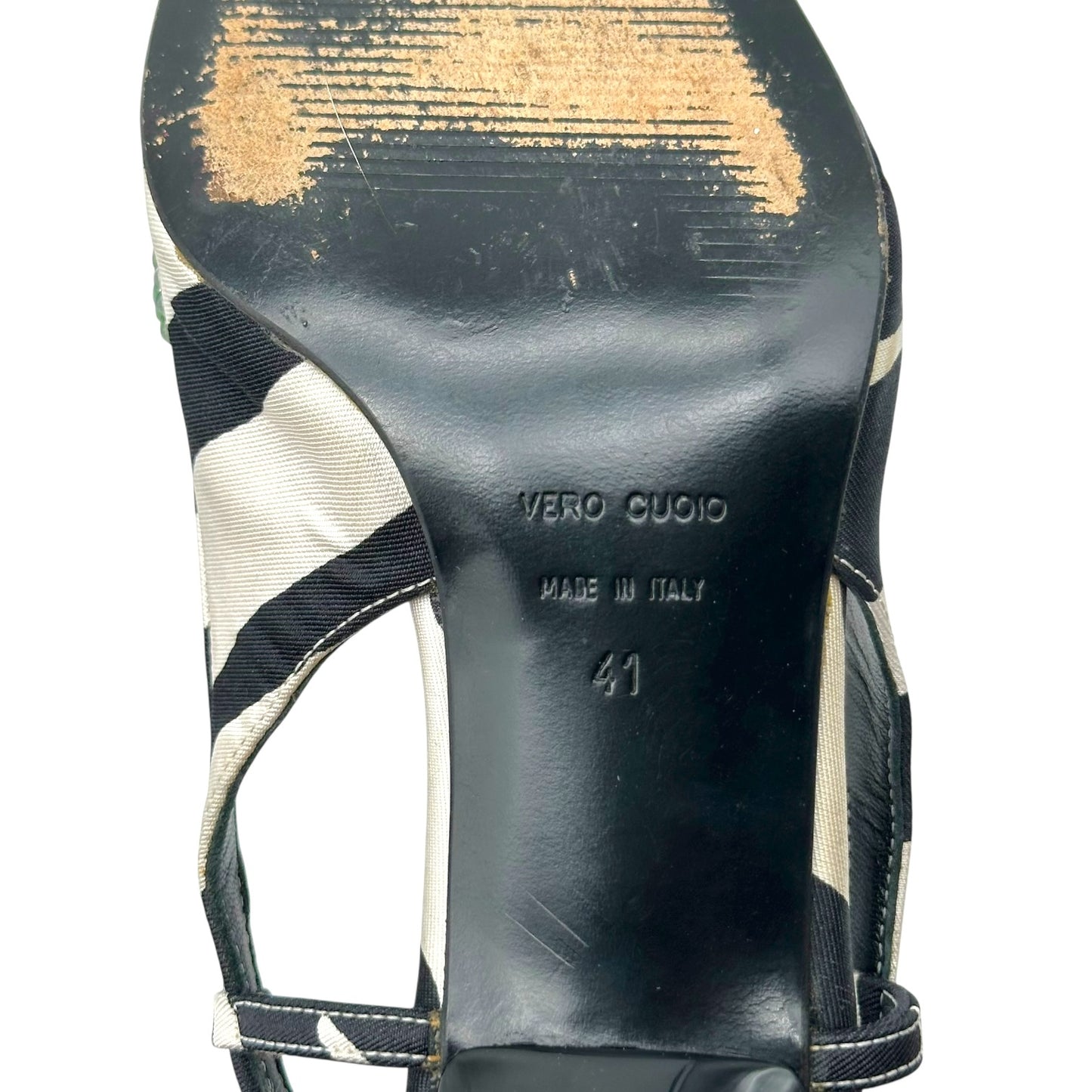 Dolce & Gabbana Zebra Print Silk & Sequin Slingback Kitten Heels