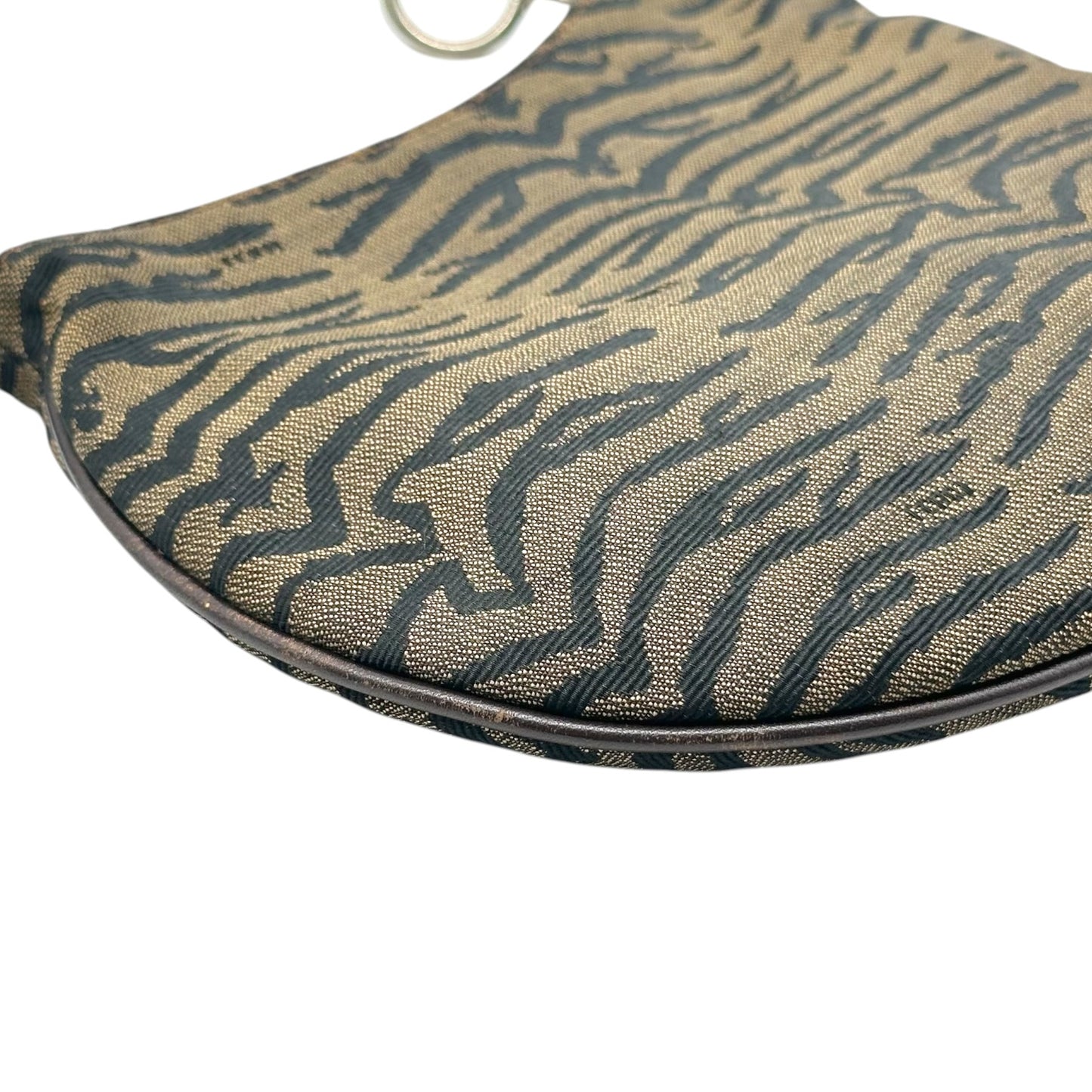 Fendi Mini Oyster Shoulder Bag Brown Zebra Print Canvas