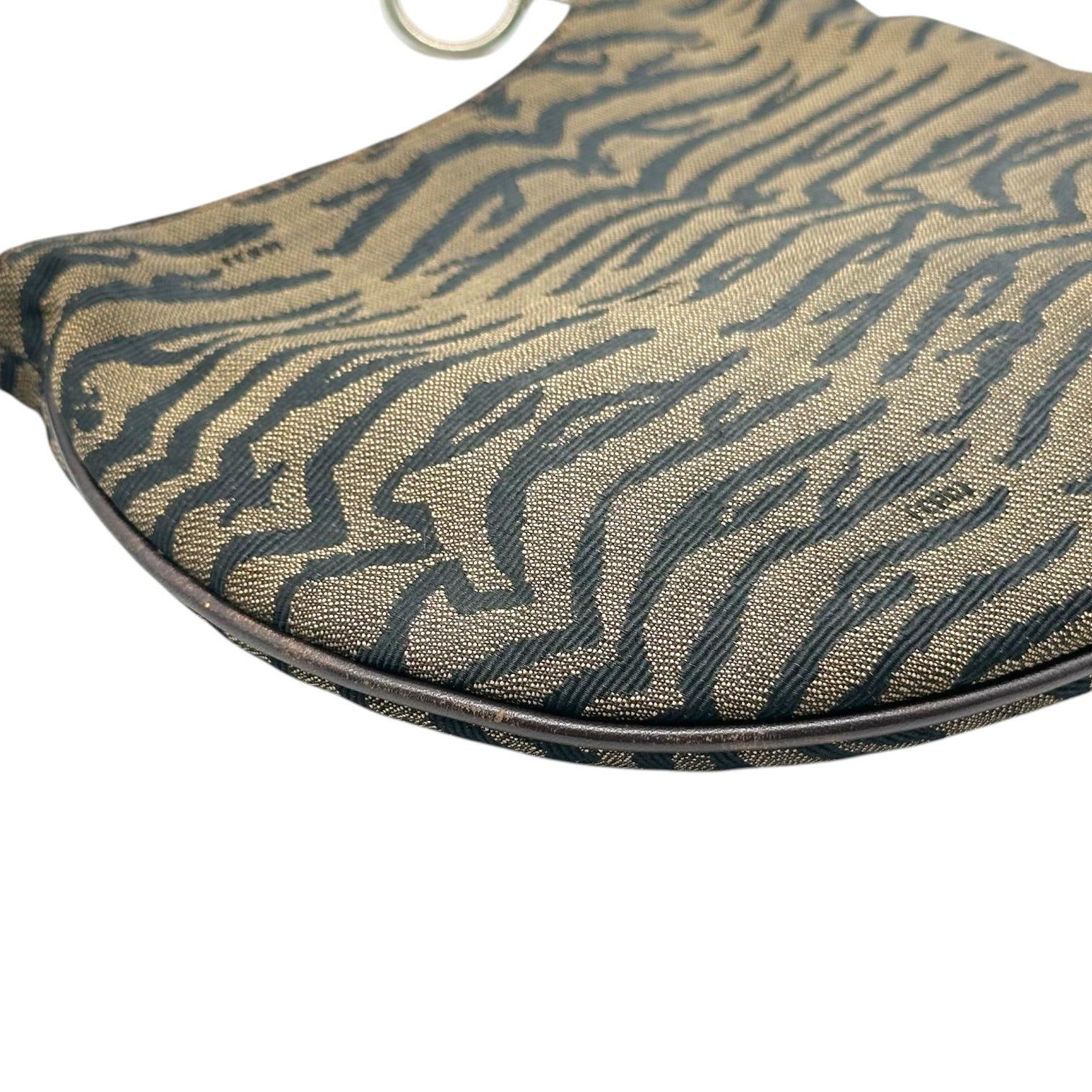 Fendi Mini Oyster Shoulder Bag Brown Zebra Print Canvas