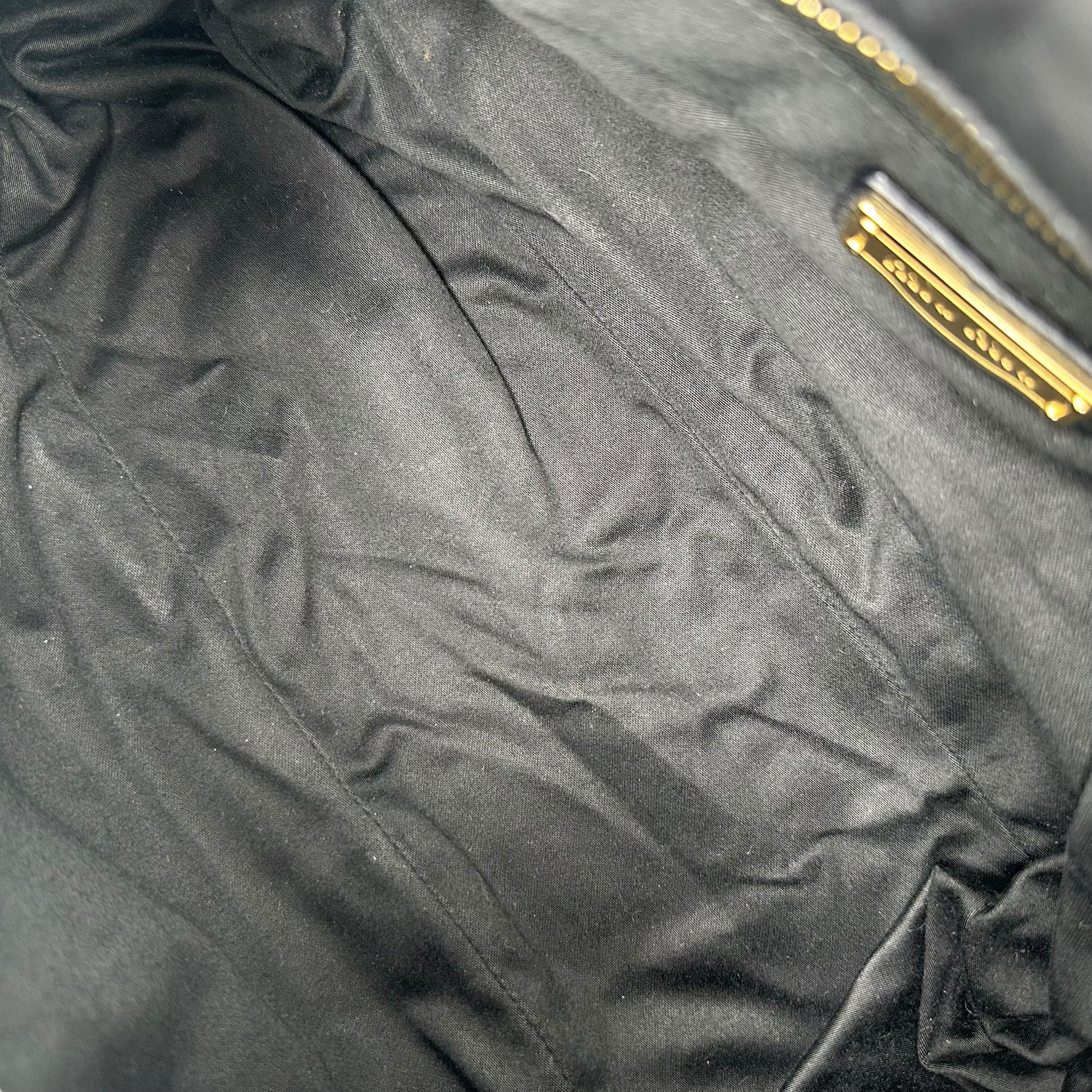 Miu Miu Black Pleathed Leather & Gold Studded 2-Way Bag - Outfit Repeater