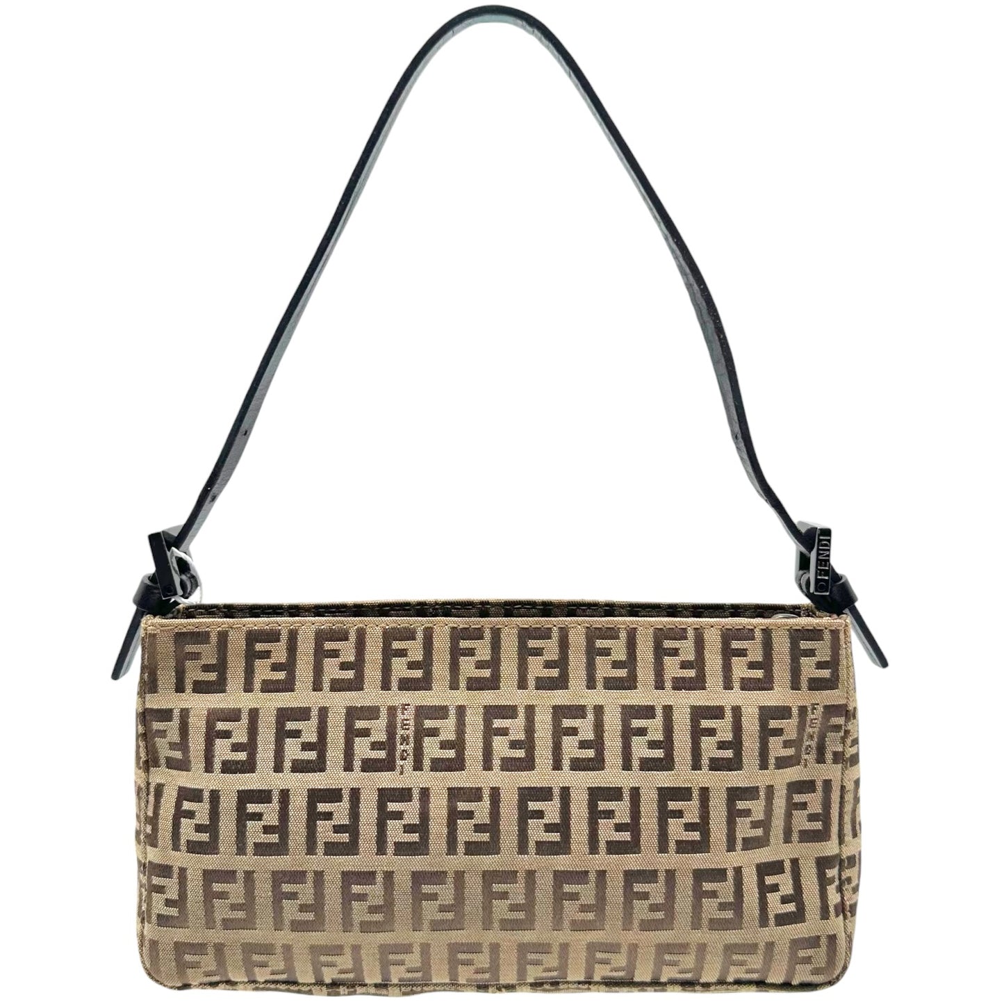 Fendi Tan & Brown Zucchino Monogram Shoulder Pochette Bag