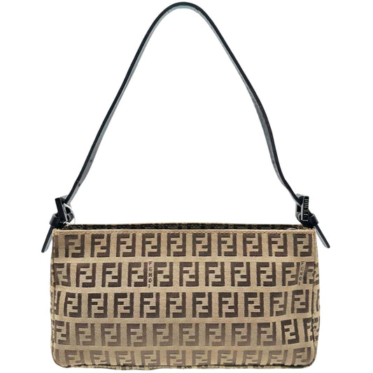 Fendi Tan & Brown Zucchino Monogram Shoulder Pochette Bag