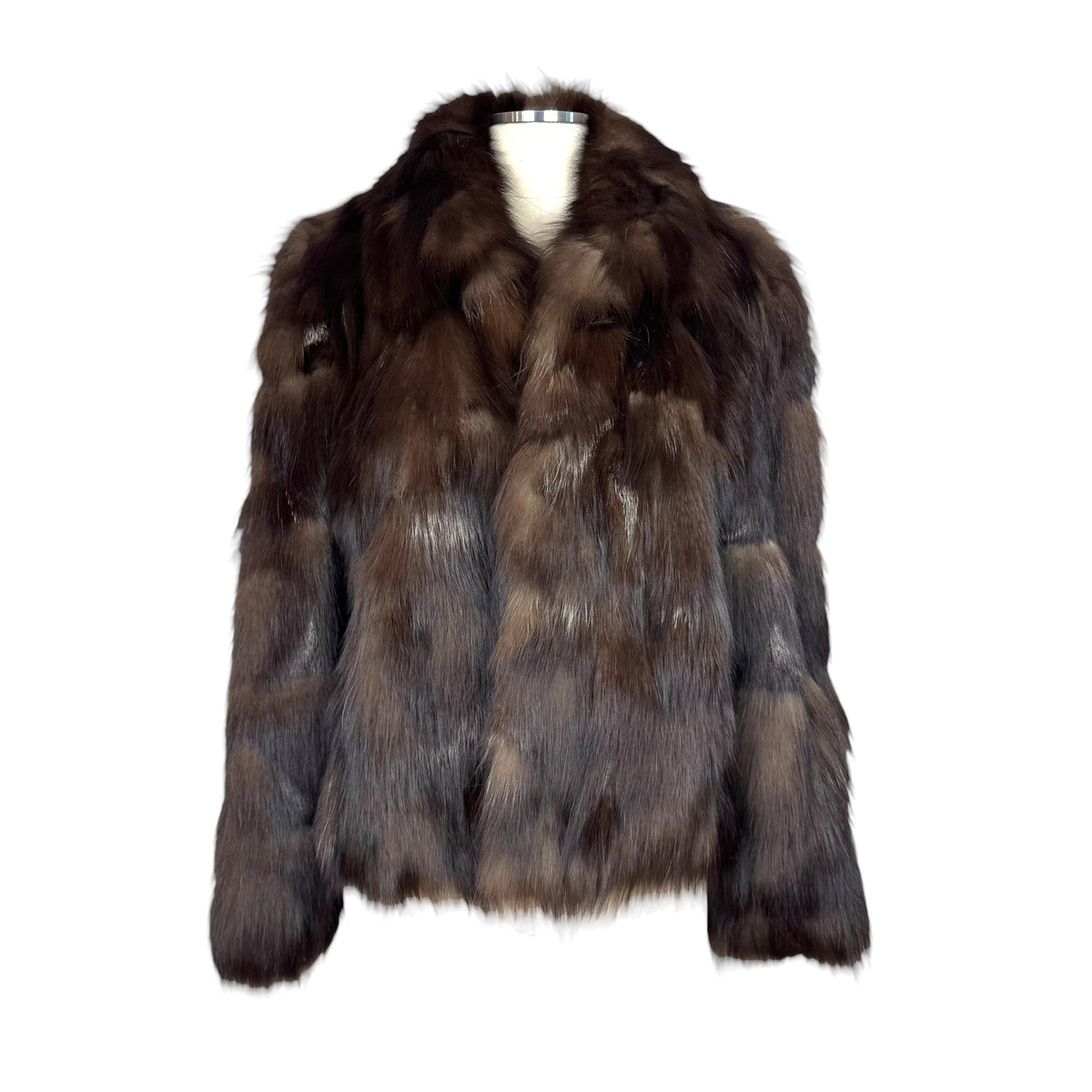 Brown Fox Fur Coat Full-Length Vintage Early 2000s