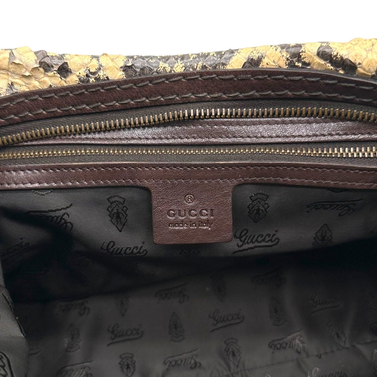 Gucci Brown & Cream Python Shoulder Bag NEW