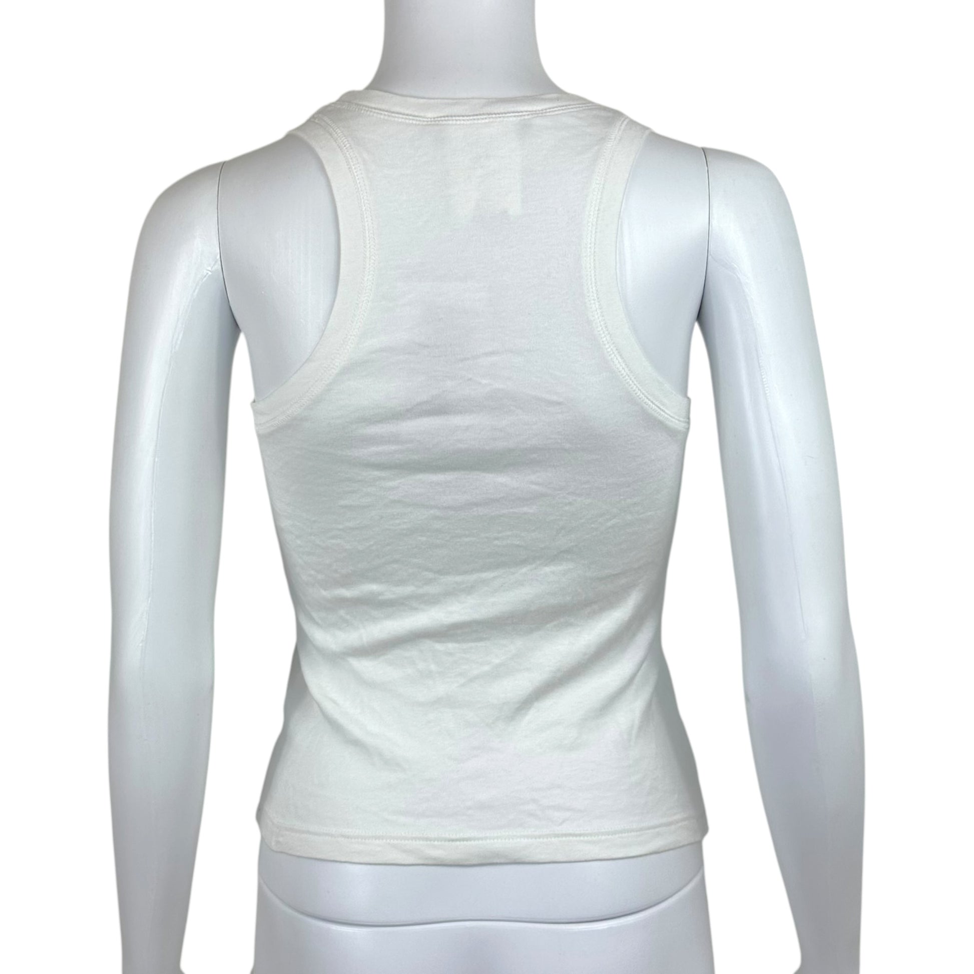Christian Dior White Multicolor Rhinestone Peace Sign Tank