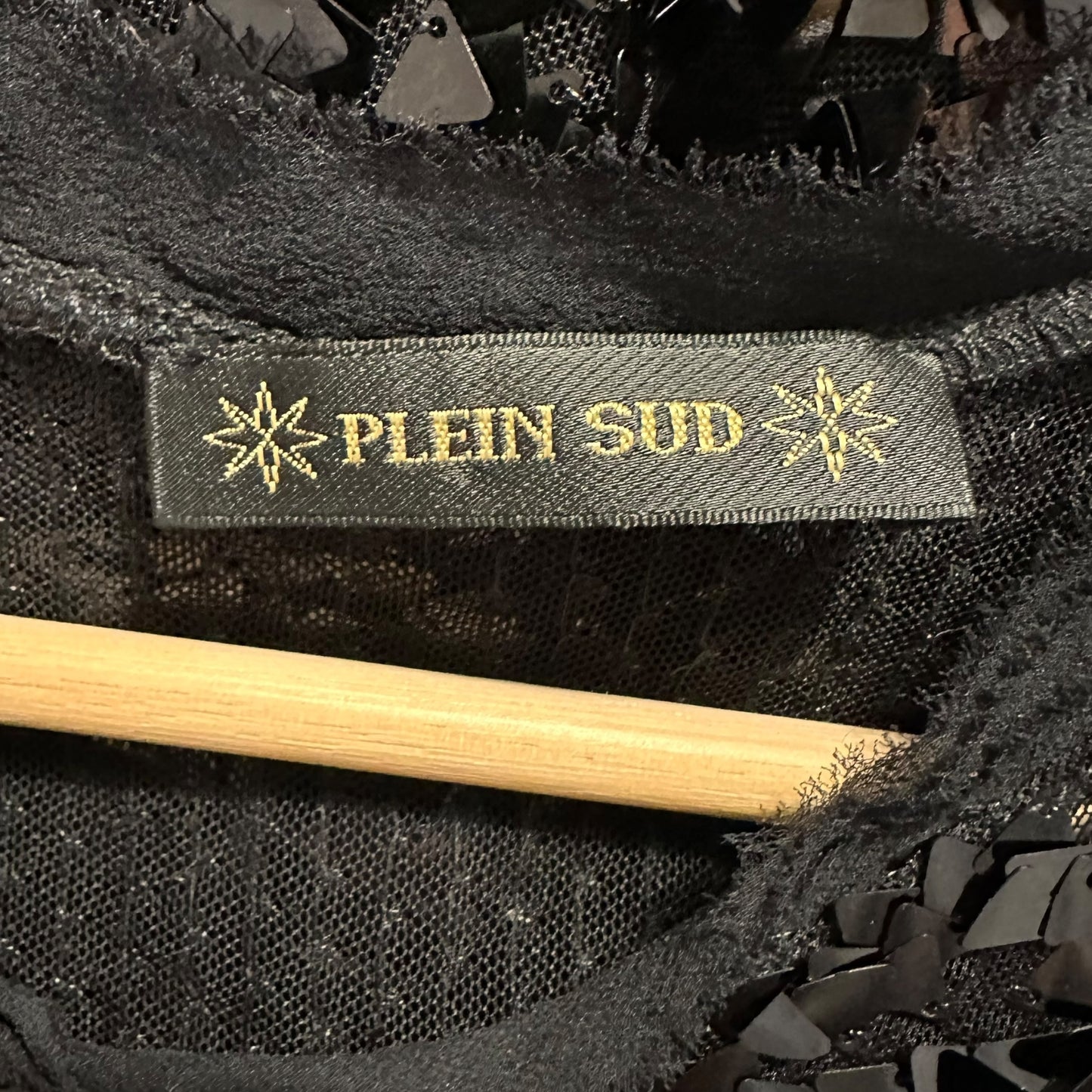 Plein Sud Black Sequin Semi Sheer Tank Top