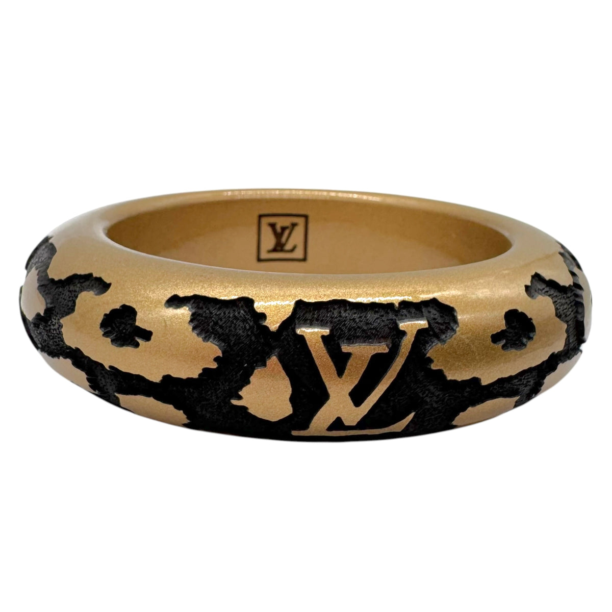 Louis Vuitton Carved Wooden Logo Bangle Bracelet
