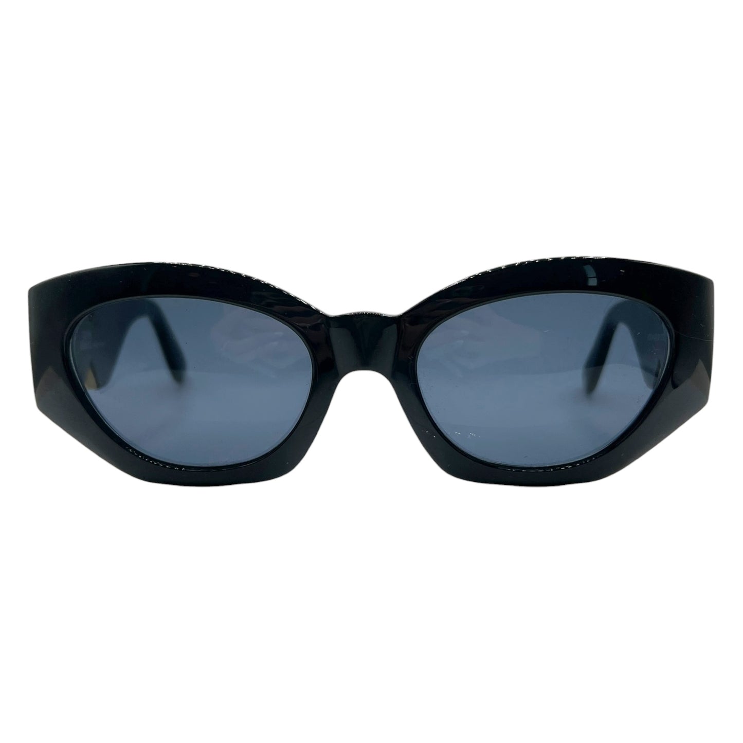 Gianni Versace 420/D Black & Gold Medusa Side Oversized Sunglasses w/ Case