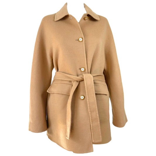 Salvatore Ferragamo Cashmere & Angora Beige Overcoat