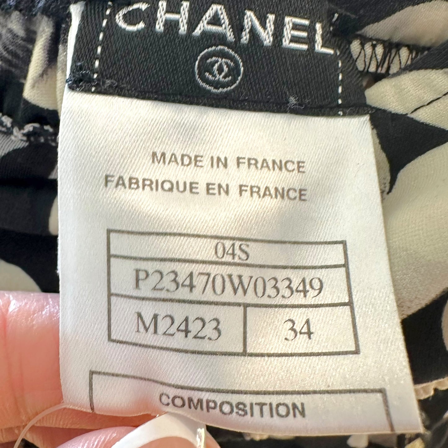 Chanel 2004 Floral Print Black & White Babydoll Cropped Open Back Tank