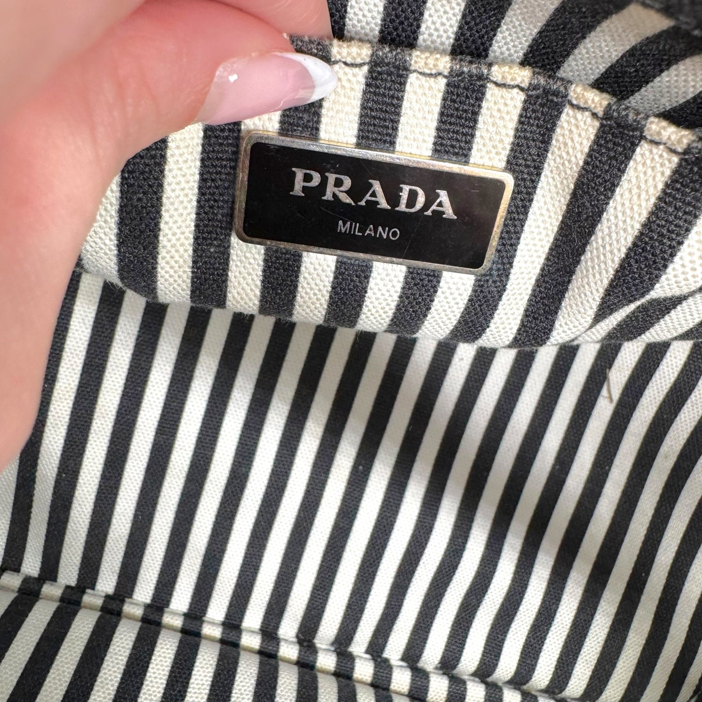 Prada Navy Blue Mini Canapa 2-Way Tote Bag - Outfit Repeater