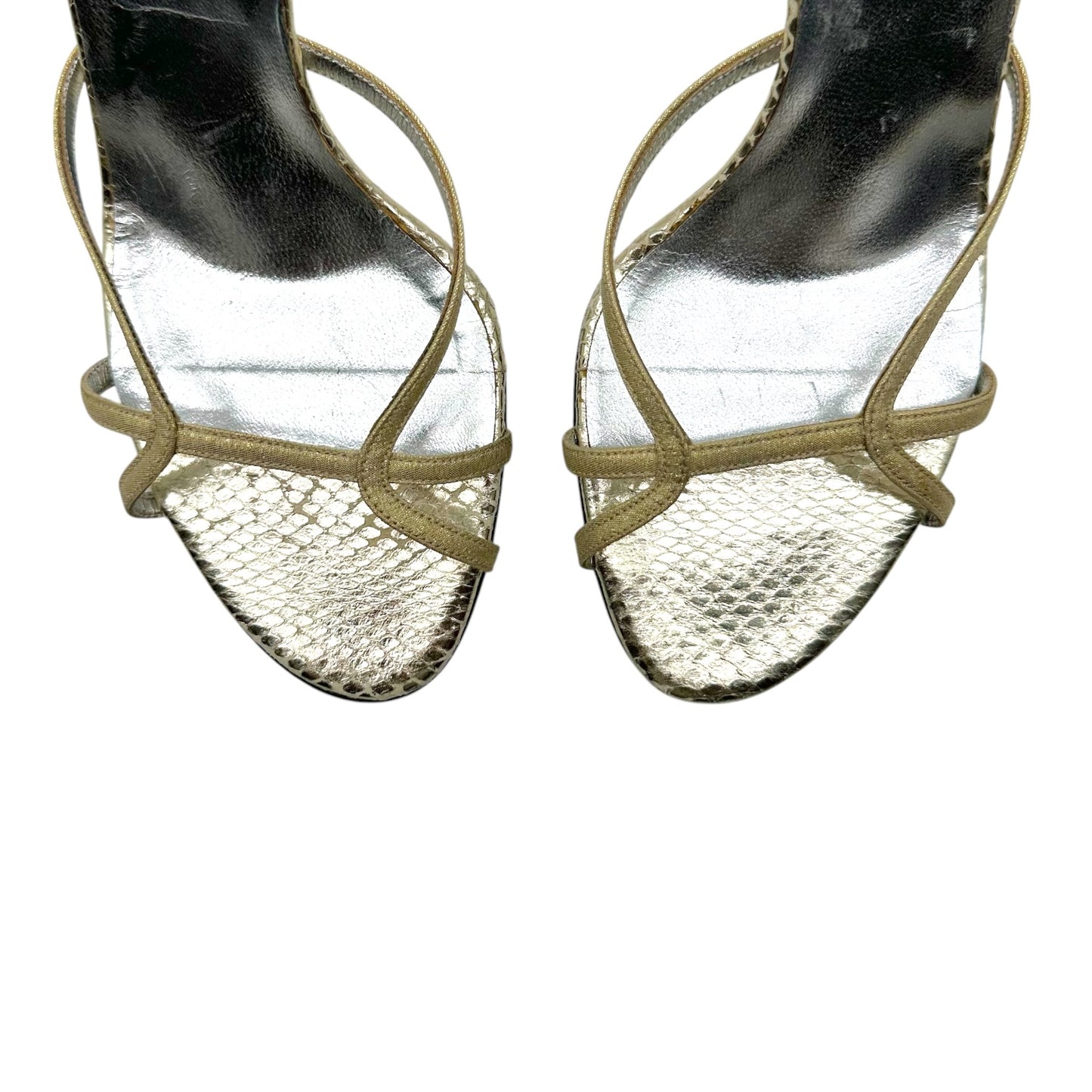 Dolce & Gabbana Gold Python Slingback Sandal Heels