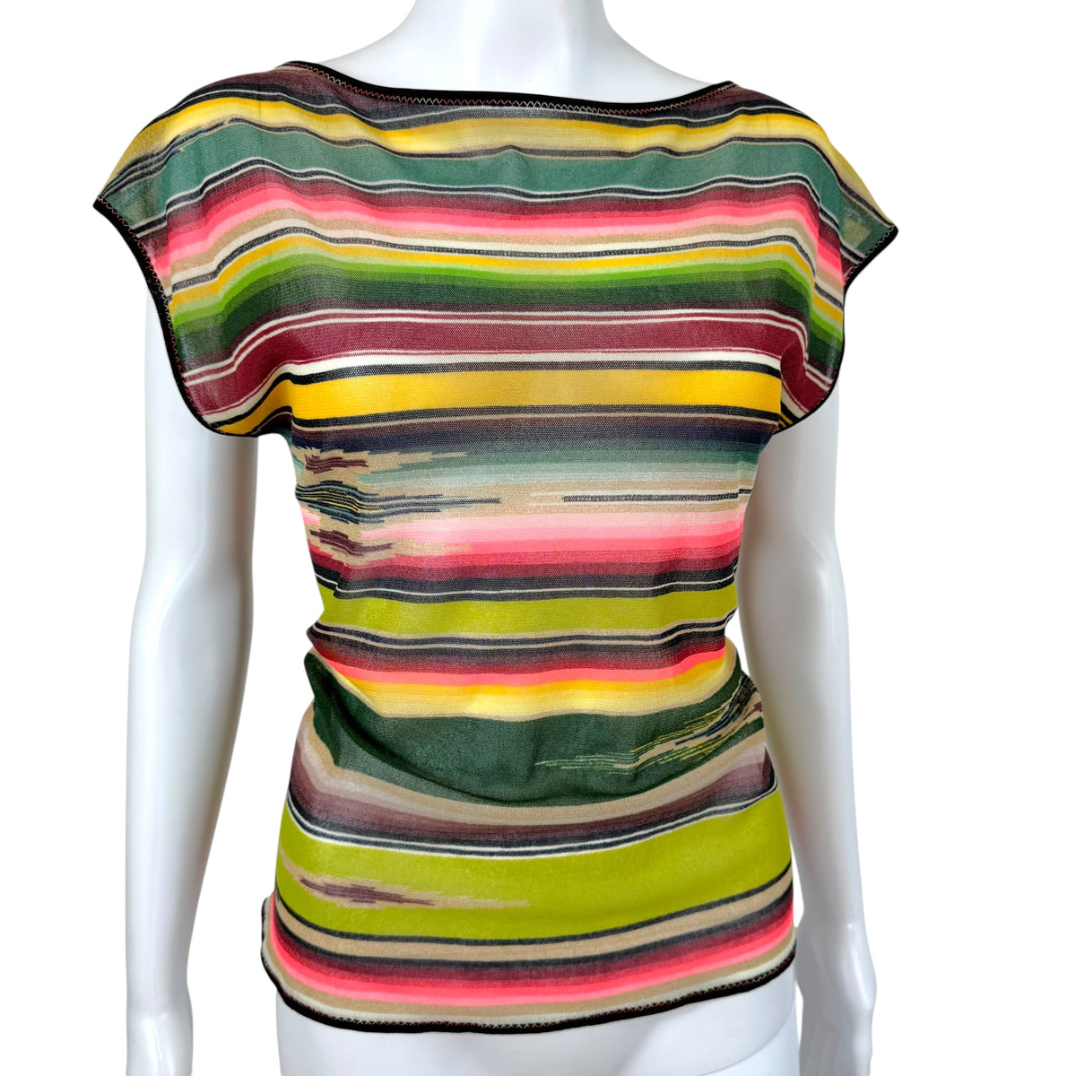 Jean Paul Gaultier Multicolor Navajo Print Mesh Top